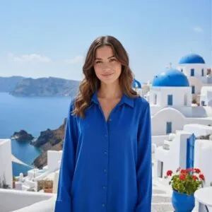 Classic Royal Blue Long Shirt – Modest & Stylish
