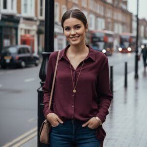 Velvet Dusk V-Neck Longline Shirt