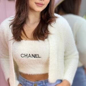 Cloud-Soft Chic: Cream Fuzzy Knit Sets