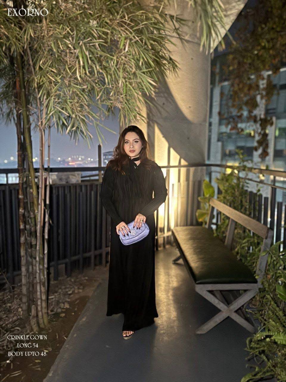 Women’s Exorno Long Sleeve Crinkle Gown - Image 3