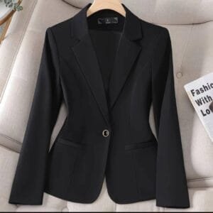 Women’s Tailored Single-Button Slim Fit Blazer – Black
