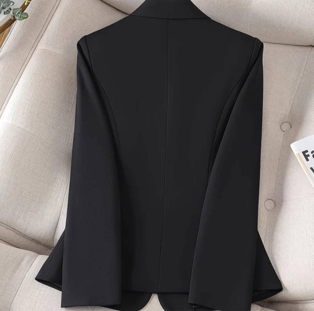 Women’s Tailored Single-Button Slim Fit Blazer – Black - Image 2