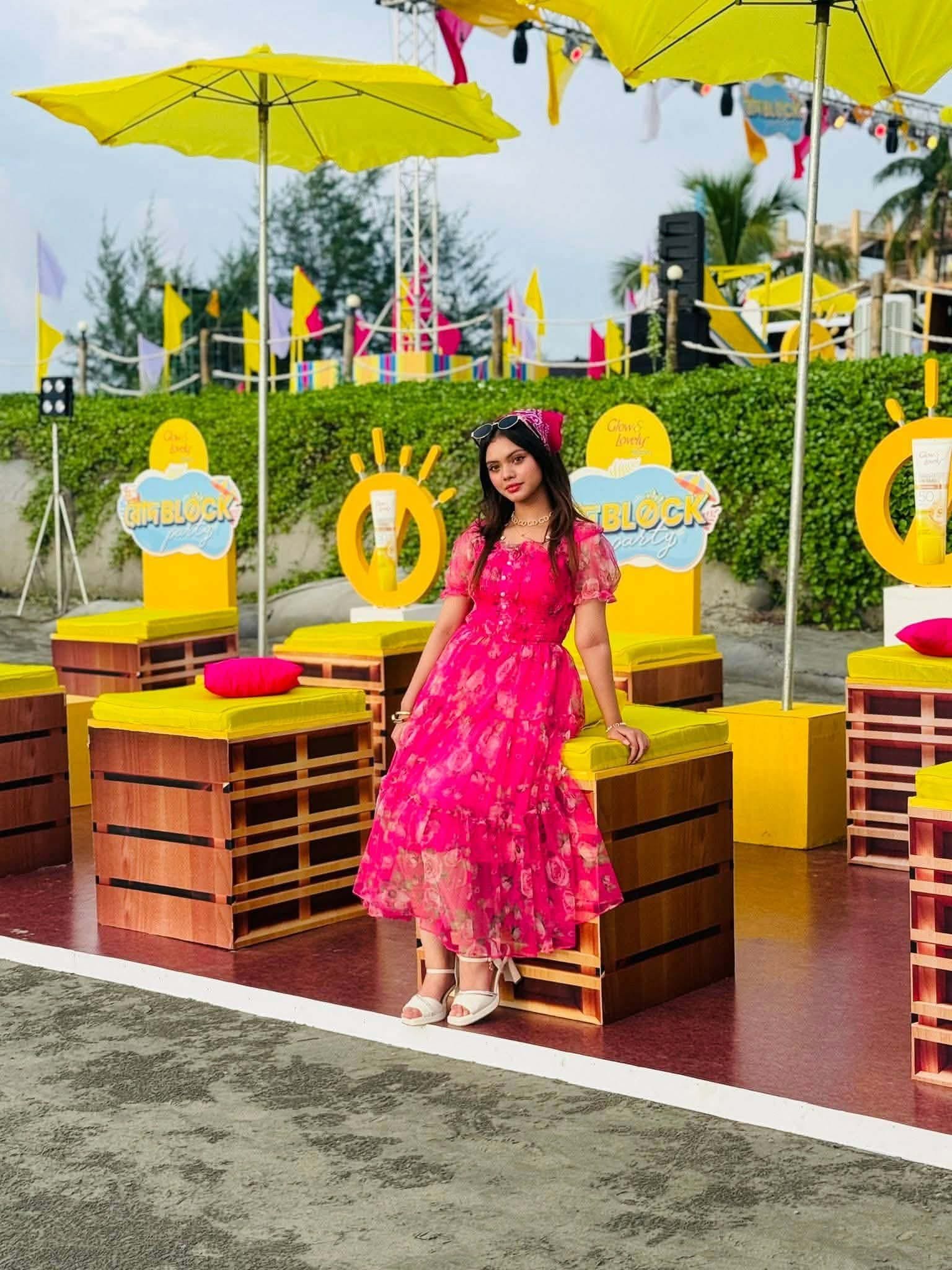 Floral Organza Puff-Sleeve Midi Dress - Image 12