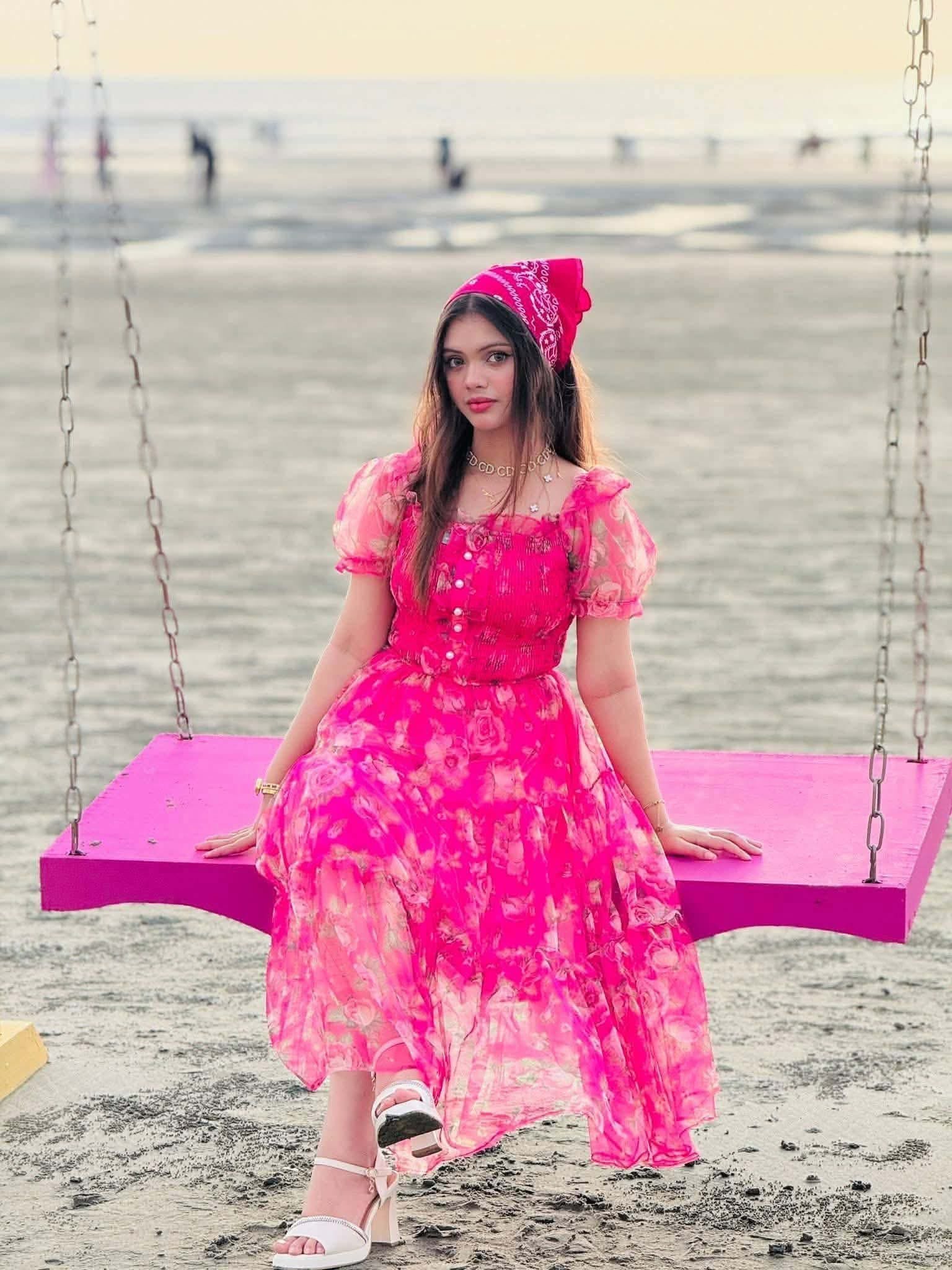 Floral Organza Puff-Sleeve Midi Dress - Image 10