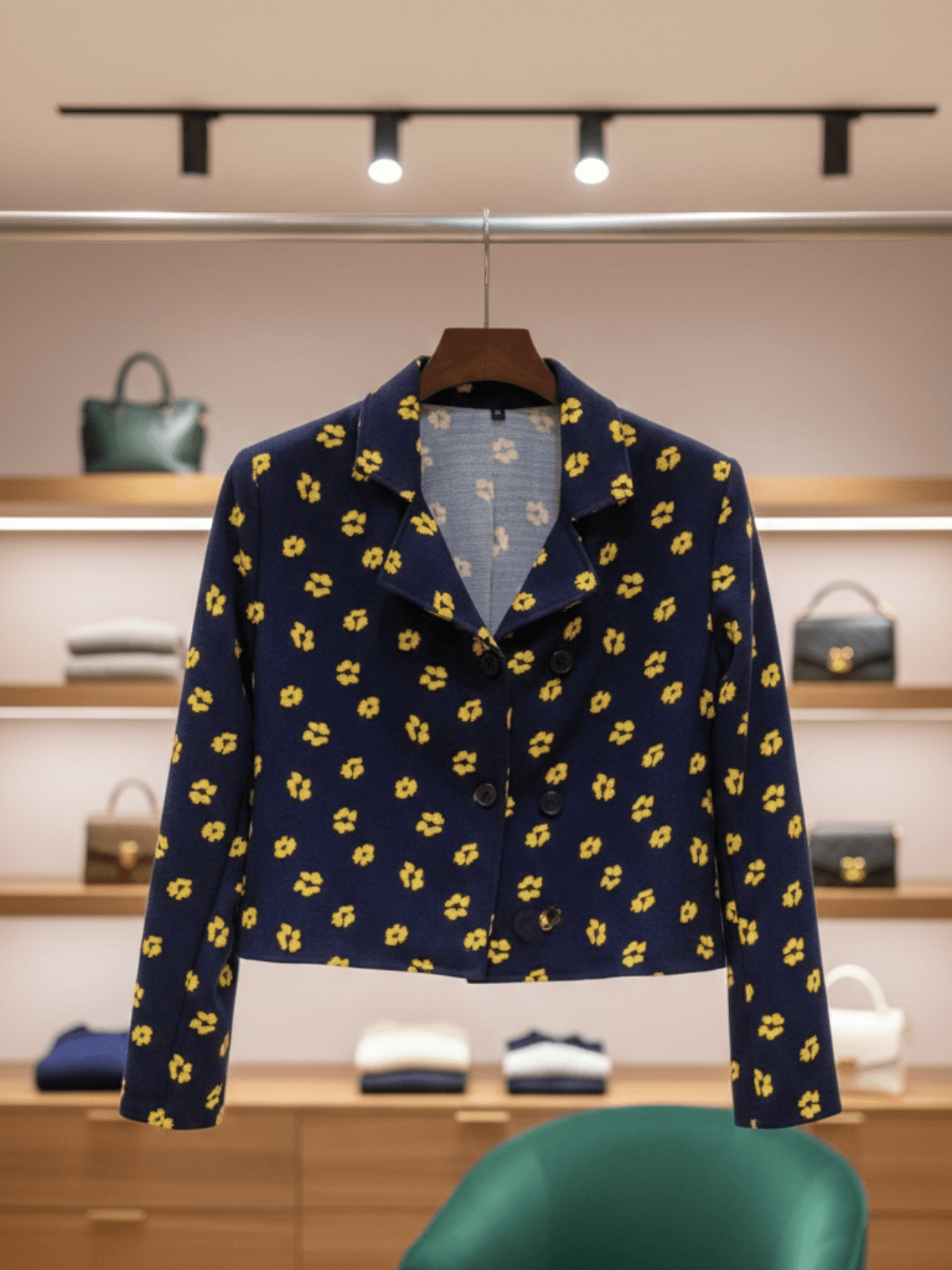 Midnight Daisy Cropped Coat & Wide-Leg Trouser Set - Image 3