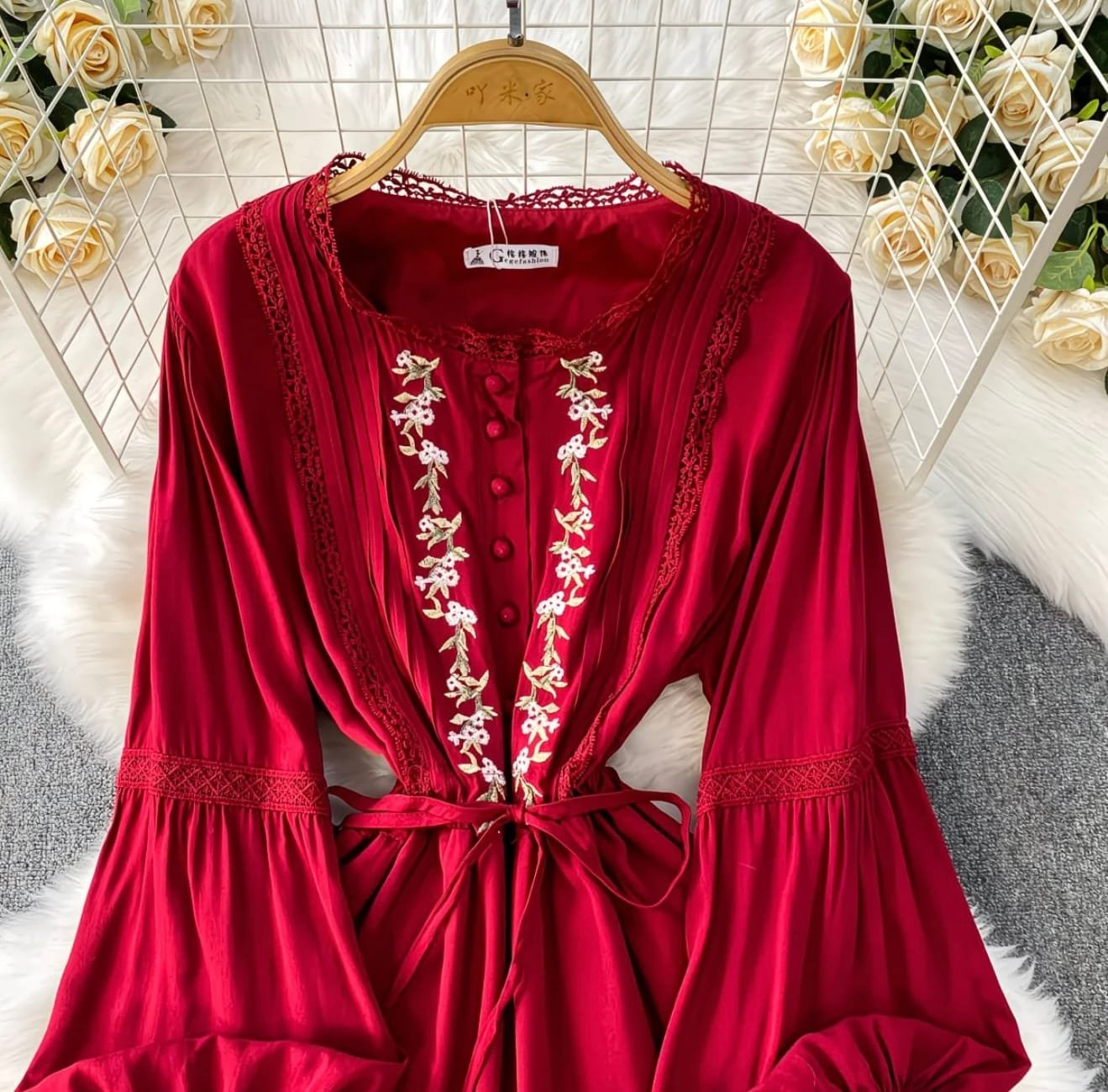 Embroidered Boho Tiered Maxi Dress - Image 2