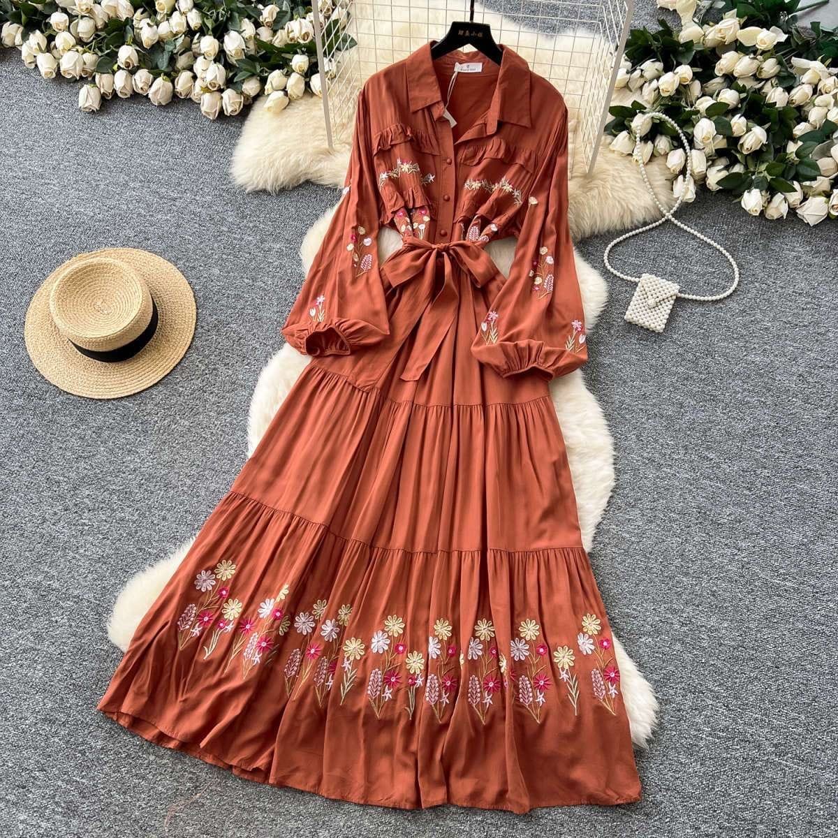 French Retro style Long Dress - Image 3