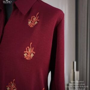 Elegant Floral Embroidered Thai Cheese Cotton Tunic - Maroon