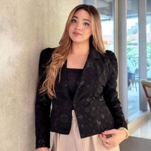 Signature Monogram Cropped Blazer with Sculpted Puff Sleeves