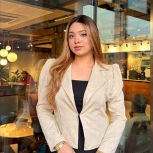 Regal Teal Monogram Puff-Sleeve Blazer