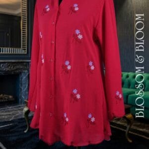 Vibrant Ruby Floral Tunic