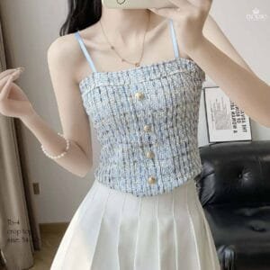 Azure Breeze Textured Button-Down – Modest Longline Essential Shirt