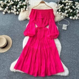 Boho Lantern Sleeve Tiered Sun Dress