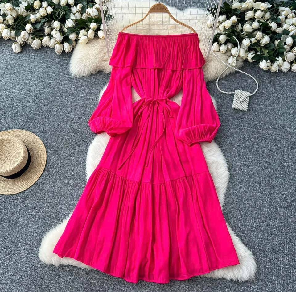 Boho Lantern Sleeve Tiered Sun Dress