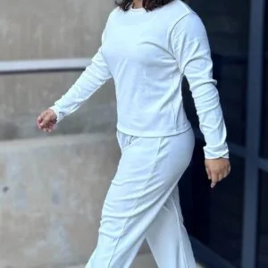 Long Sleeve Crewneck Top & High-Waisted Flare Pants