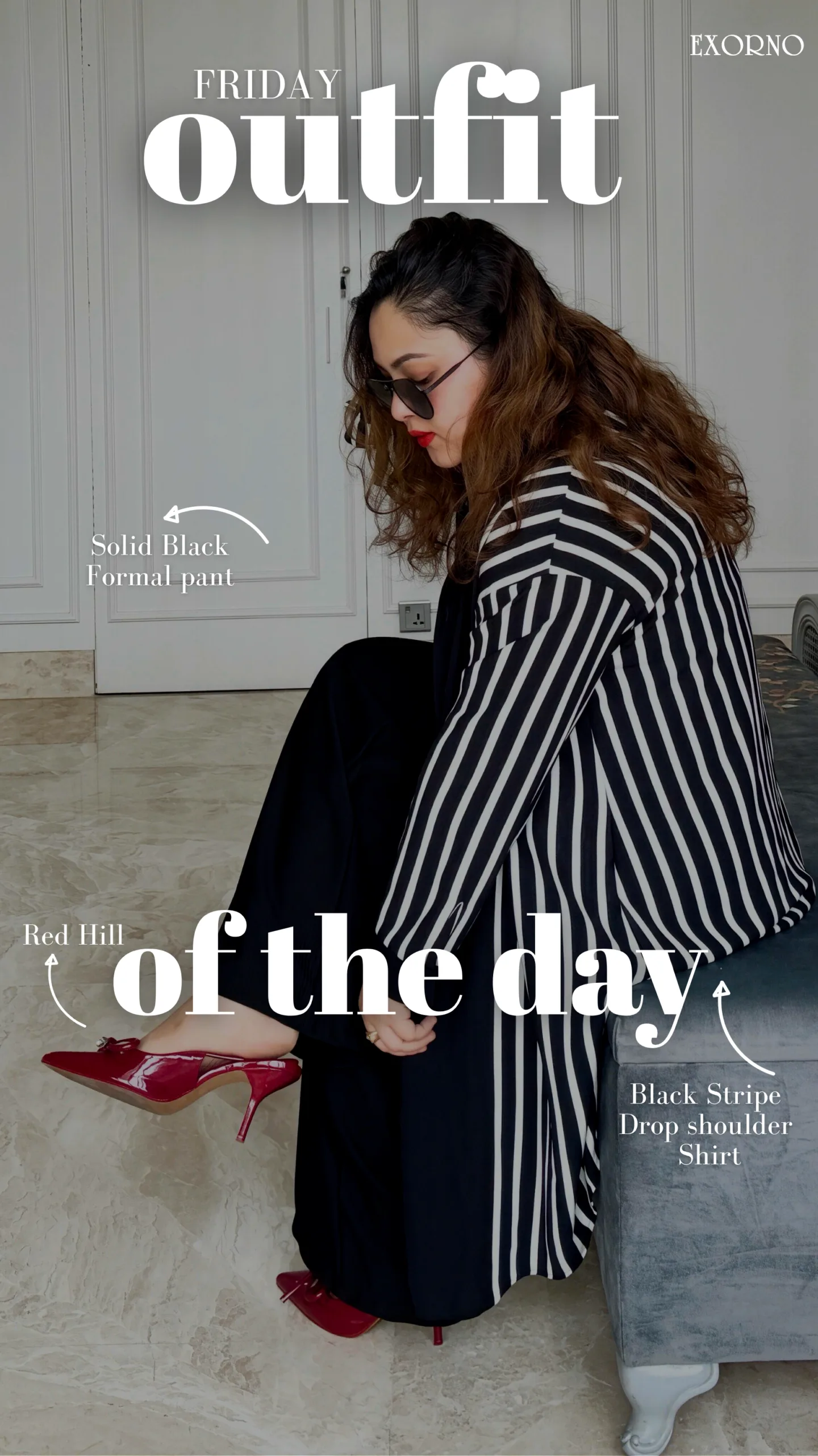 Monochrome Stripe Drop Shoulder Shirt