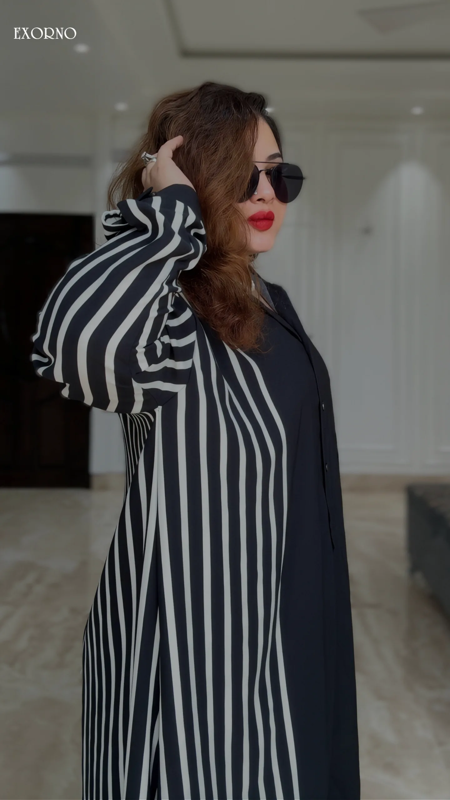 Monochrome Stripe Drop Shoulder Shirt - Image 2